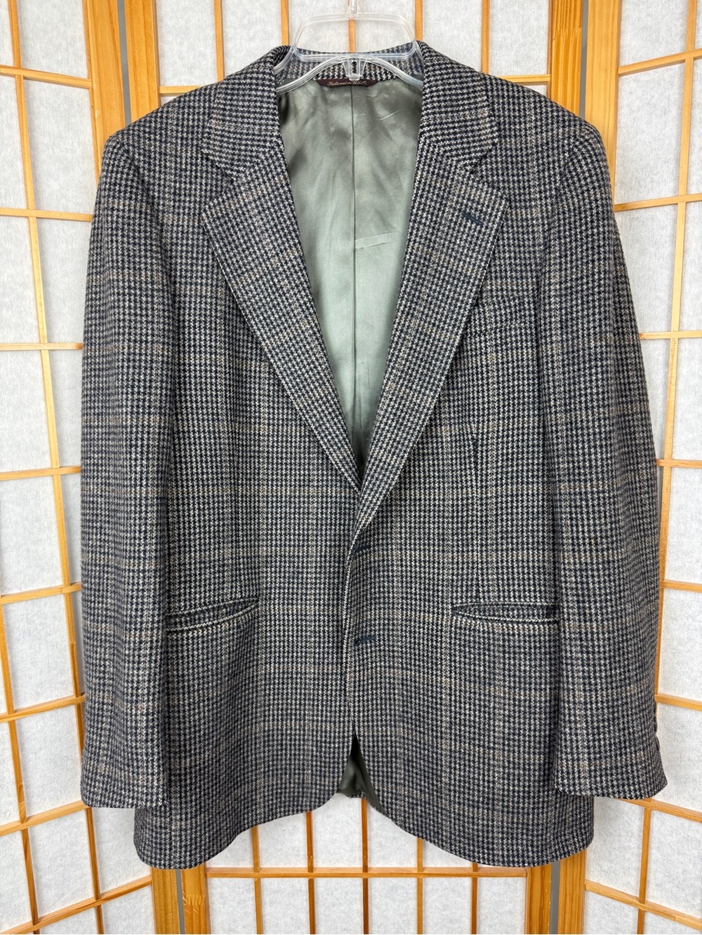 Vintage Cricketeer Wool Tweed Blazer Sport Coat Houndstooth Made in USA 42R
